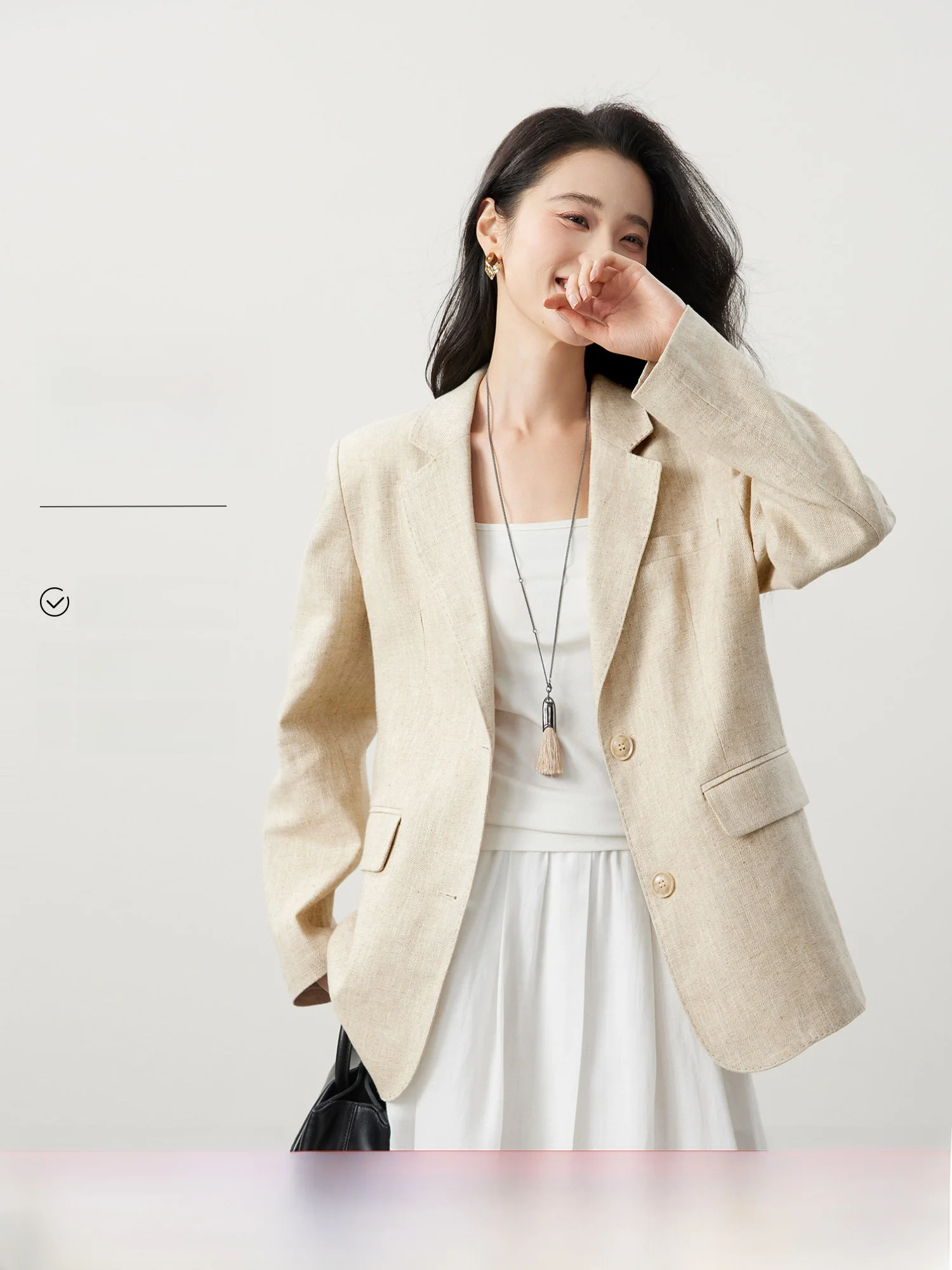 

Женский костюм Mijia: высококачественный, оригинальный, с текстурой льна, весна 2026, новинка ранней весны, повседневный, универсальный, свободный крой