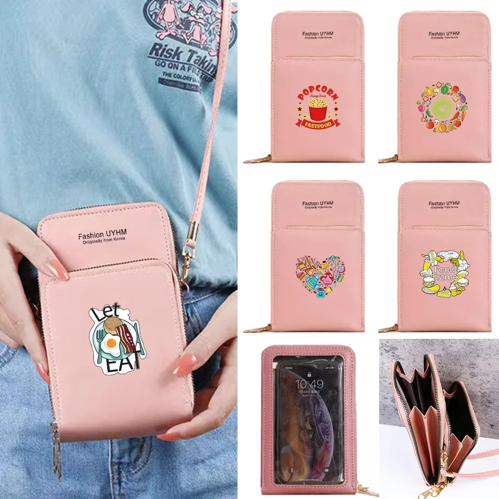 Shoulder Bags Touch Screen Phone Bags Case Card Organizer Luxury Bag Cell Phone Purse Messenger Pouch Handbag Food Pattern