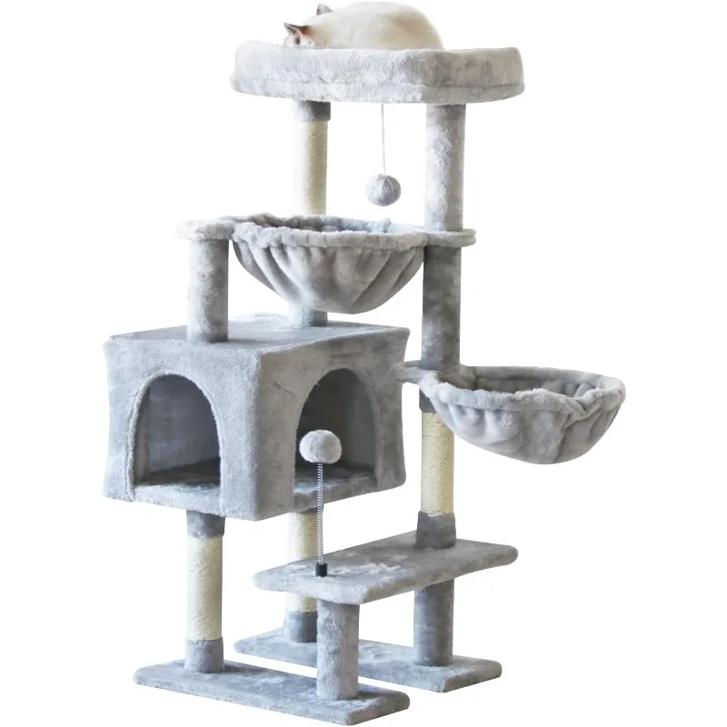 

Cat Tree Cat Tower Condo with Sisal Scratching Post for Indoor Cats Cat Tree Furniture with Hammock Perch and Kitten Ball Toys