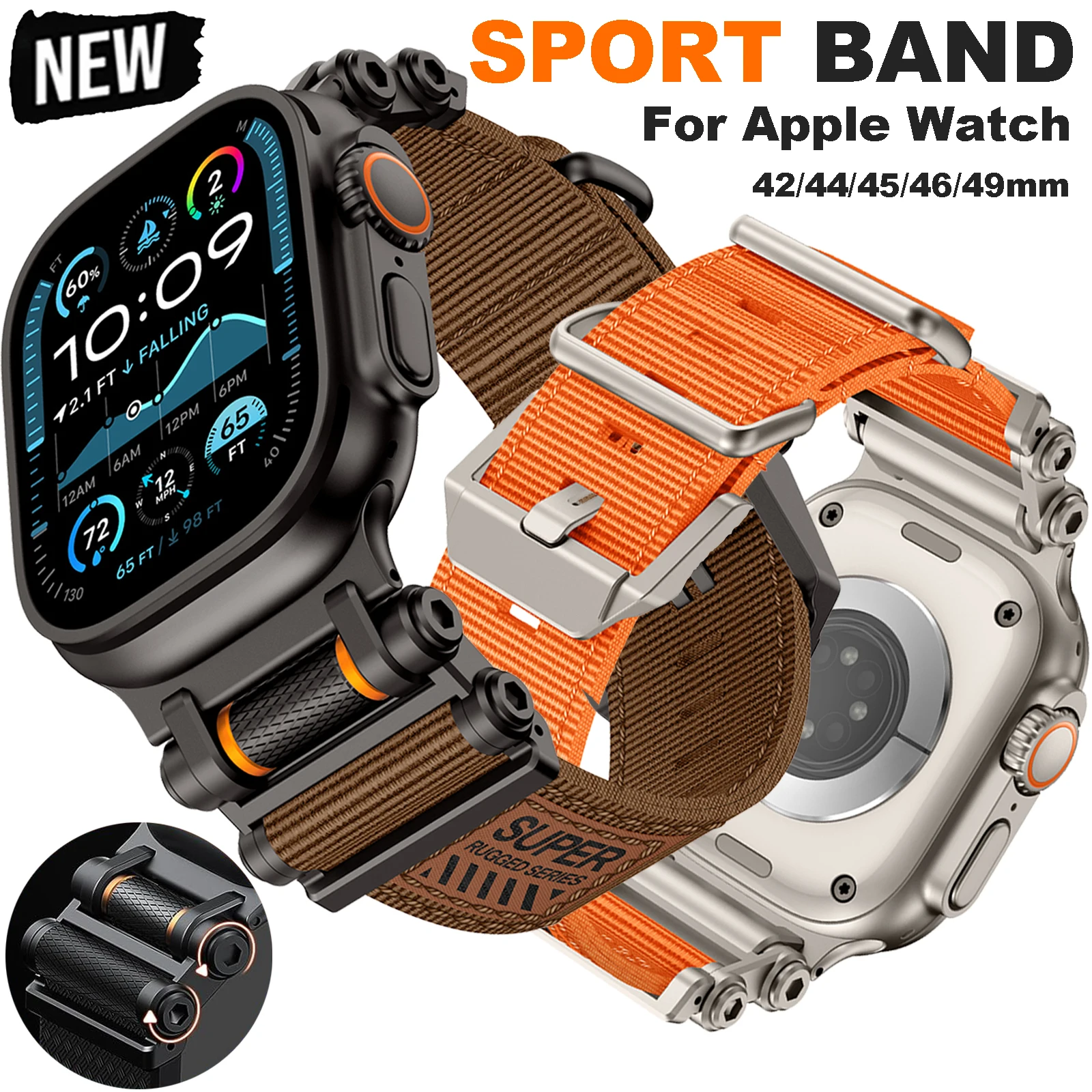 

Nylon Sports Band for Apple Watch Ultra 2 3 49mm Series 11 10 9 8 7 Se 6 5 Strap for IWatch 46mm 45mm 44mm Soft Nylon Bracelet