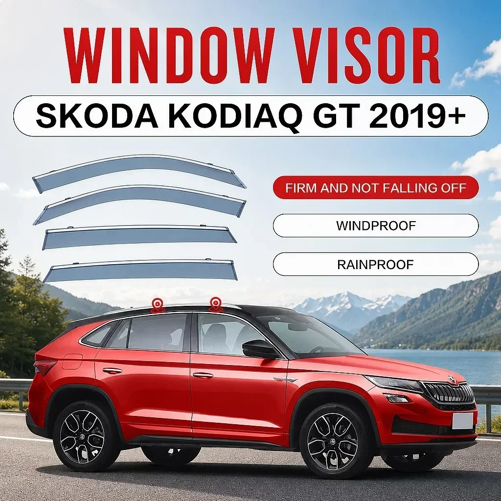 

For SKODA Kodiaq GT 2019+ Car Window Visor Rain Sun Shade Awning Windshield Side Deflector Auto Accessories Styling