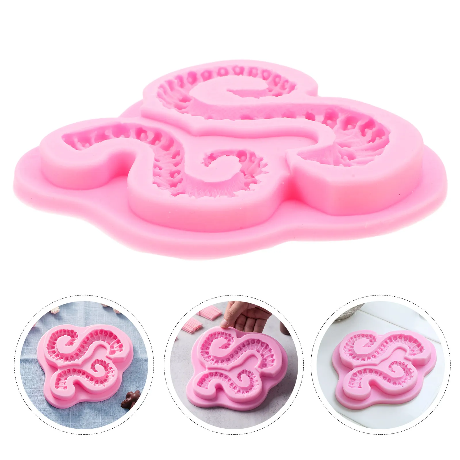 Silicone Chocolate Molds Baking Candy Cake Fondant Halloween Christmas New Year Octopus Sea Tentacles 3X4 Resin Small Marine