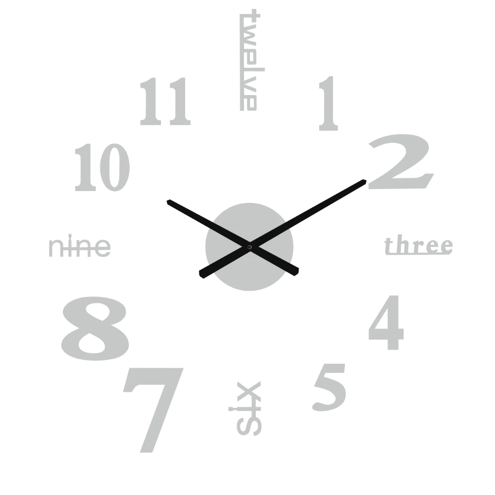 Frameless Acrylic DIY Wall Clock Black Battery Operated Mirror Sticker Clock Self-Adhesive 60cm 3D Wall Clock Bedroom