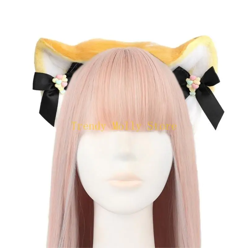 

N5KB Funny Cartoon Ear Headband Furry Hairband Hoop Womens Cosplay Party Costume