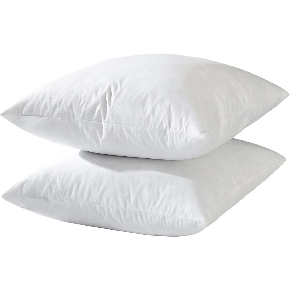 

22x22 Decorative Throw Pillow Inserts-Down Feather Pillow Inserts-Square-Cotton Fabric-Set of 2-White.