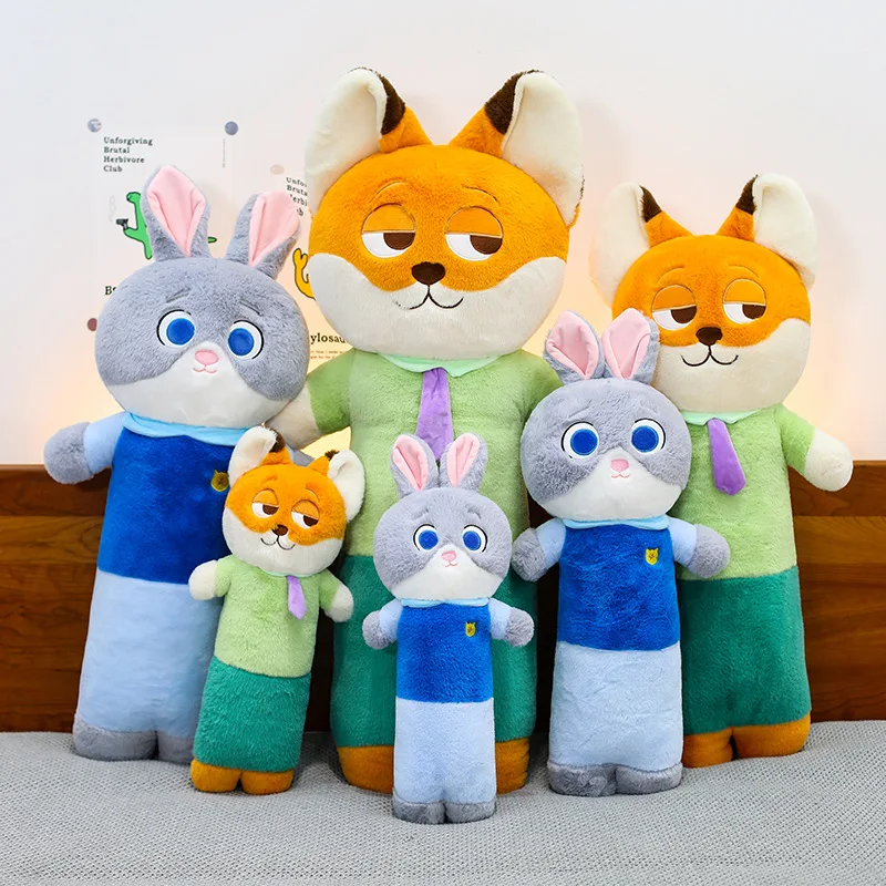 50/70/90/110cm Rabbit Fox Plush Toys Kawaii Anime Movie Nick Judy Stuffed Doll Room Decor Bedside Cushion Sofa Pillow Kids Gifts