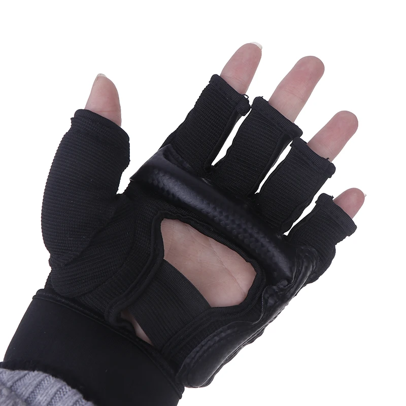 1 زوج قفازات الكاراتيه مارشل التايكوندو قفازات جلدية للقدم معدات نصف إصبع حامي الملاكمة اليد حماية القدم الحرس #6