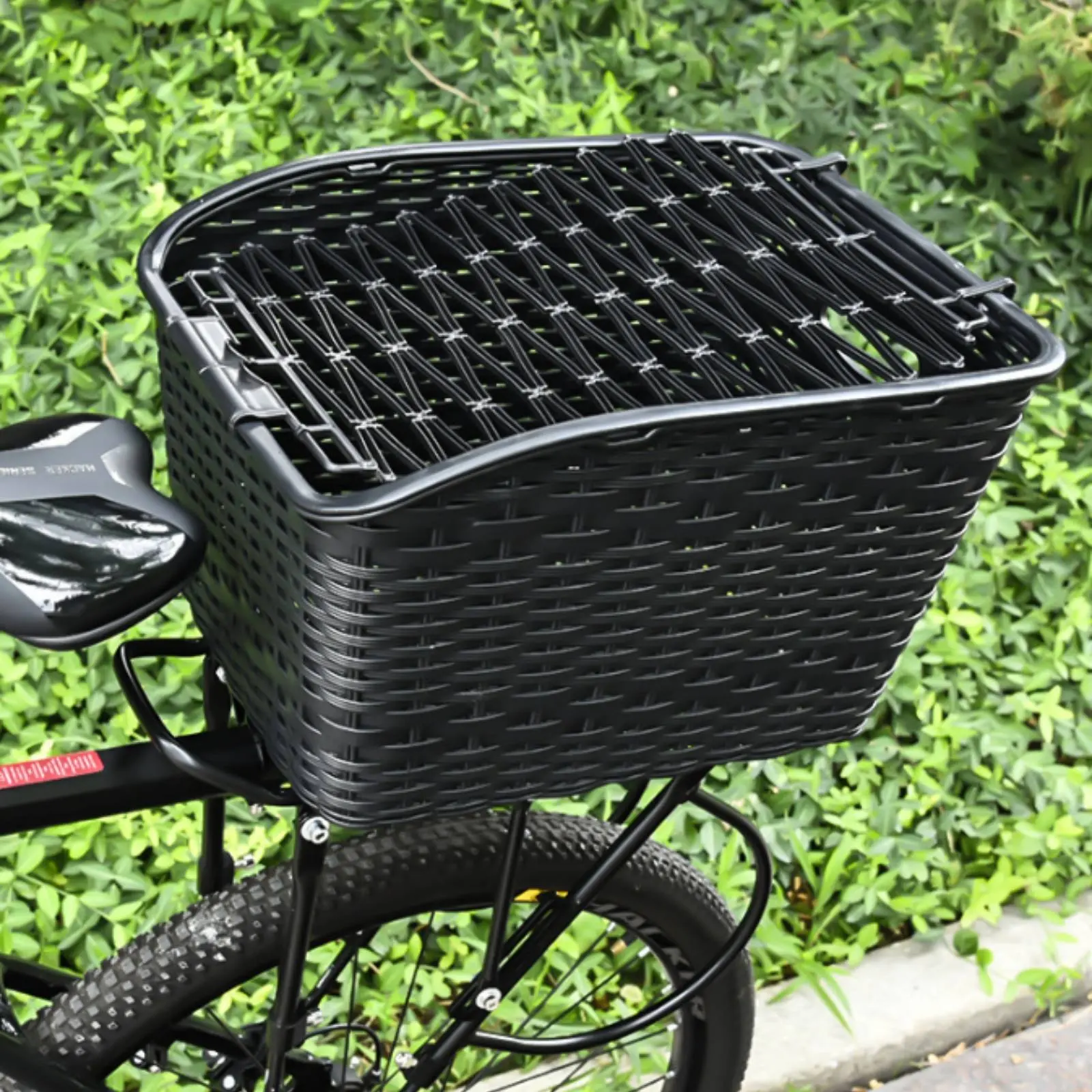 

Two-Wheeler Rear Rack Carrier Large Capacity Rear Bike Carrier Sturdy Duty with Retractable Lid for Students