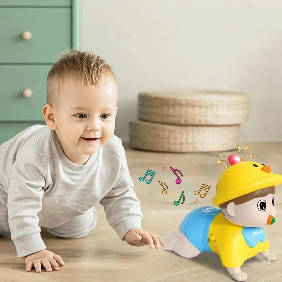 

Logo Baby Electric Safe ABS Infant Crawling Doll Toy Toddler Learning Climbing Touch Sense Educational With Music Sound Light