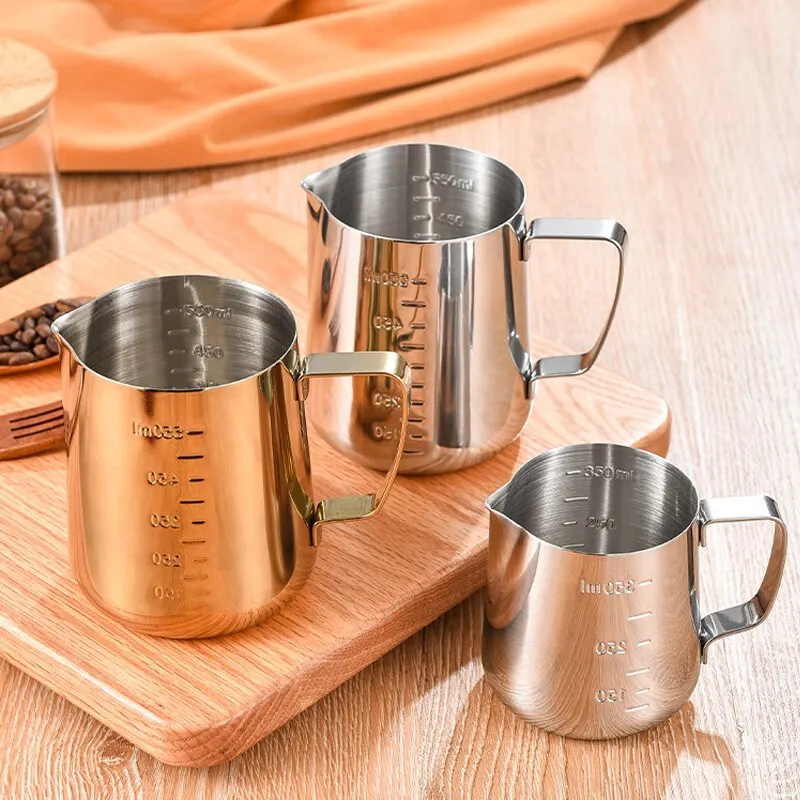 

E2 Stainless Steel Milk Frothing Jug Silver Frother Coffee Latte Mug Container Metal Pitcher Barista Coffee Cup Make Accessories