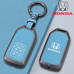 6 Buttons Zinc Alloy Leather Car Smart Key Case Full Cover Protector Remote Shell For Honda Odyssey Keyless Accessories Keychain