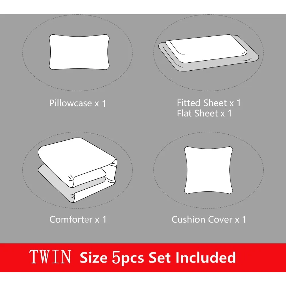 طقم سرير ألعاب من ROWADALO مكون من 6 قطع للأولاد لحاف ألعاب بحجم كوين، لحاف وحدة التحكم في الألعاب للوحة ألعاب ثلاثية الأبعاد من الألياف الدقيقة