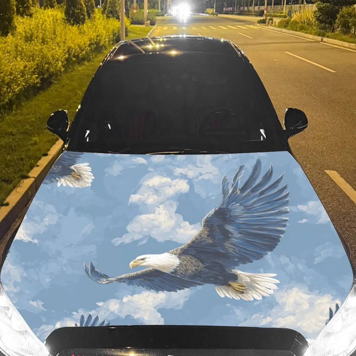 

Car Decals An Eagle With Graceful And Soaring Charm In A Blue Sky With Clouds Car Hood Sticker, Waterproof Self - Adhesive Vinyl