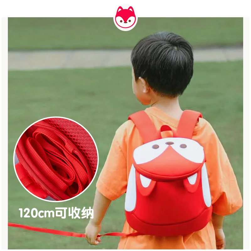 Saco de escola bonito Red Fox para crianças, mochila anti-perdida, Kawaii Pack, jardim de infância Kids, Girls, Boys, Toddler