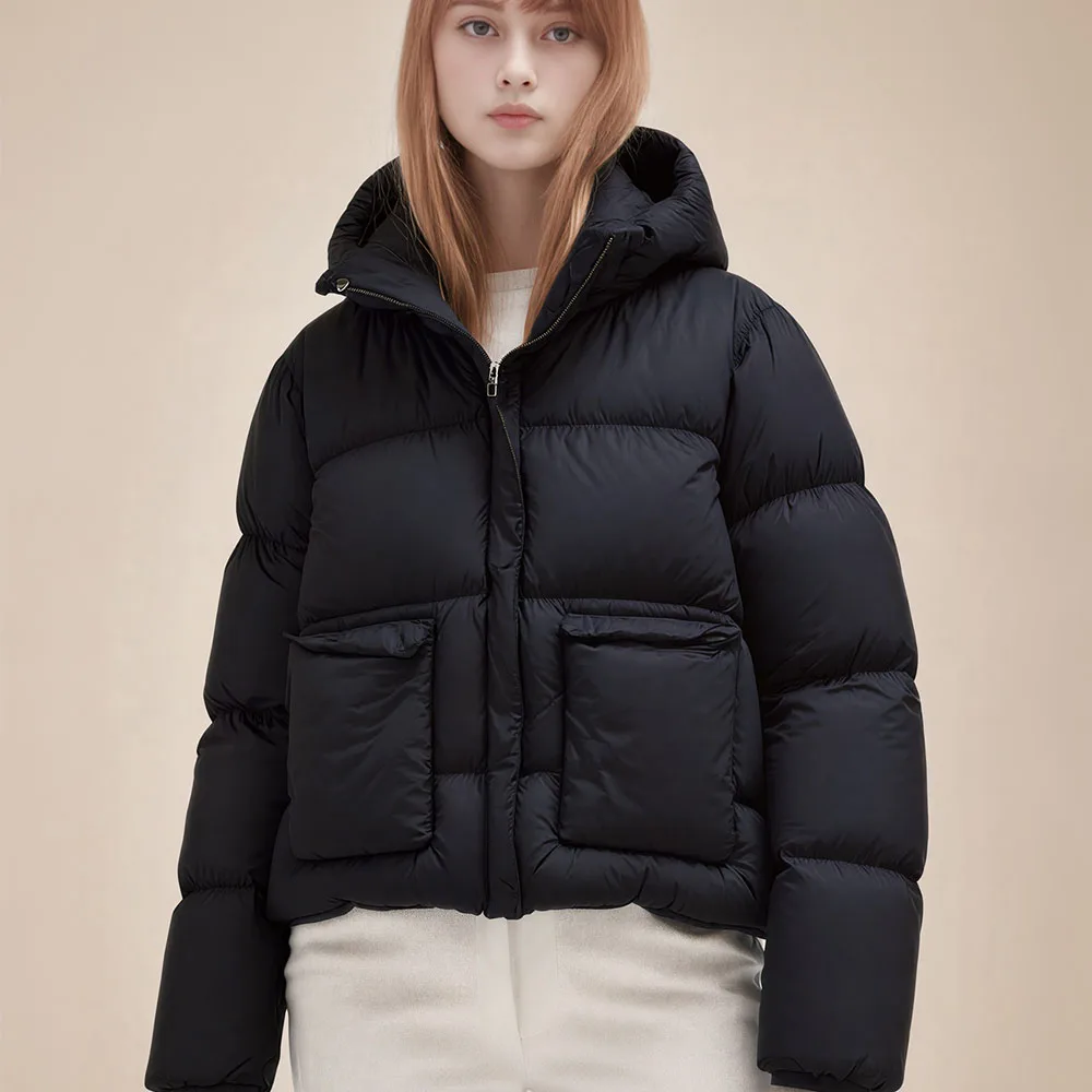 

Новая женская одежда в европейском и американском стиле, модная, простая и универсальная, с капюшоном, хлебная и хлопковая куртка.