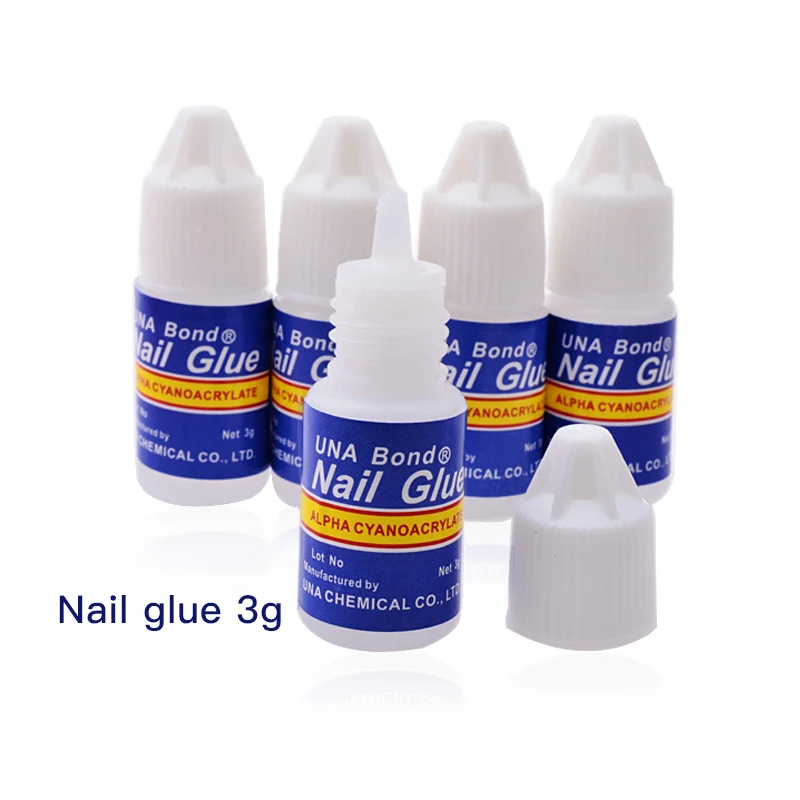 Fast Drying Nail Art Glue Tips Glitter UV Acrylic Rhinestones Decorations False Nails With Glue Tip Manicure Nail Accessories