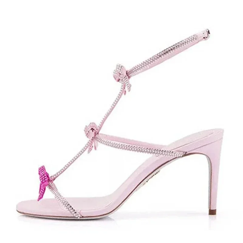 Aneikeh Elegant Silk Rhinestone Decoration High Heel Sandals Open Toe Thin Heel Women Shoes Summer Zapatos Mujer view 4