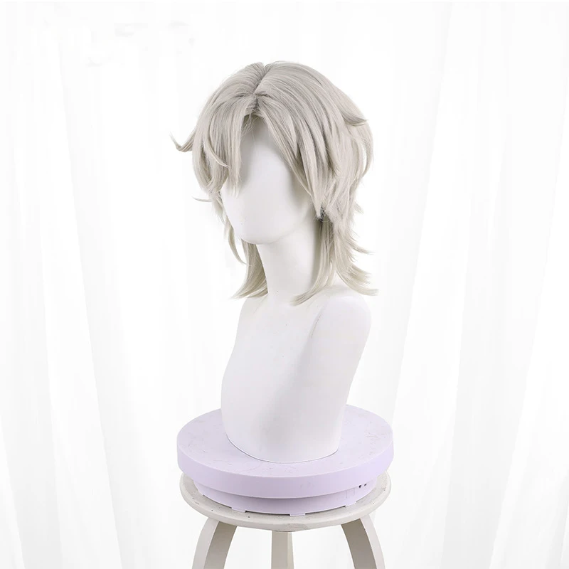 L-email wig Synthetic Hair Game Honkai: Star Rail Aventurine Cosplay Wig 35cm Light Flaxen Short Men Wigs Heat Resistant Wig