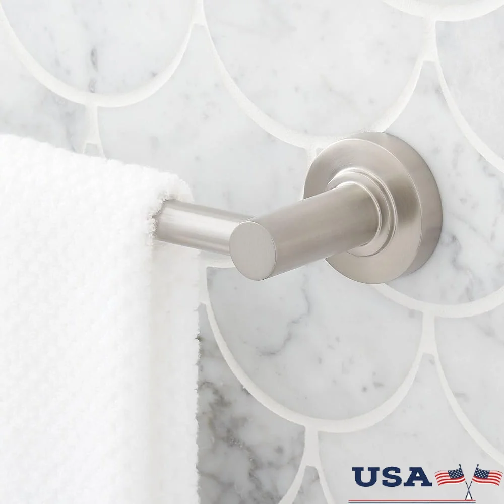 

Brushed Nickel Towel Bar 24 Inch Wall Mounted Metal Bathroom Accessories Secure Mounting Assembly Included 10 Year Limited