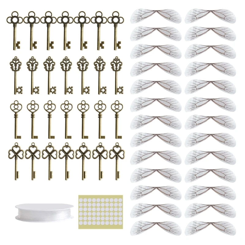 

E0BF Antique Alloy Flying Keys Pendants Vintage Skeleton Keys DIY Handcrafts Art Jewelry Making Wedding Party