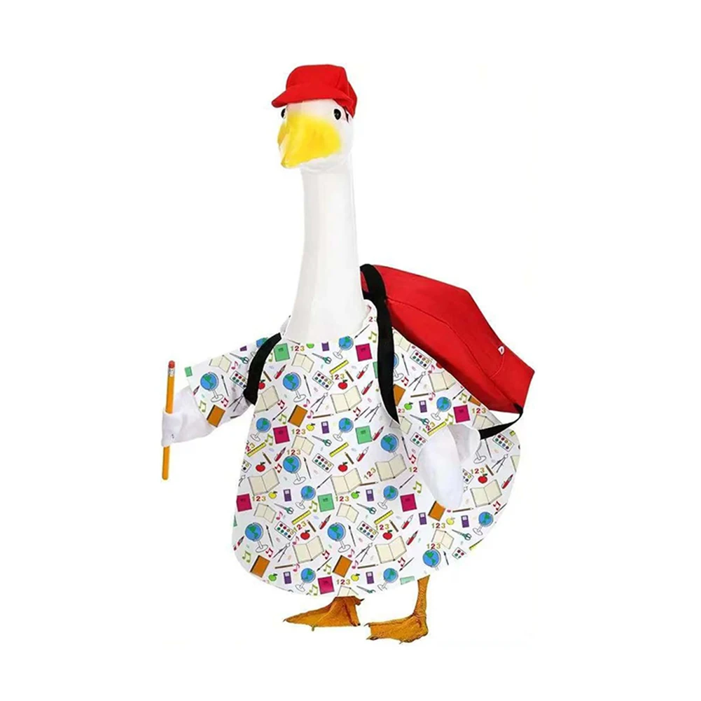 

Goose Outfit for Indoor Outdoor Patio Yard Lawn Decor 4 PCs First Day of School Goose Costume W/ Pencilcase Dress Schoolbag Hat