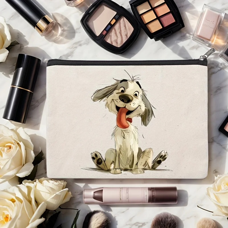 Un joli sac de maquillage pour chiot de dessin animé - pochette multifonctionnelle à fermeture éclair, sac de rangement pour bijoux, petit sac de rangement à fermeture éclair de voyage parfait.