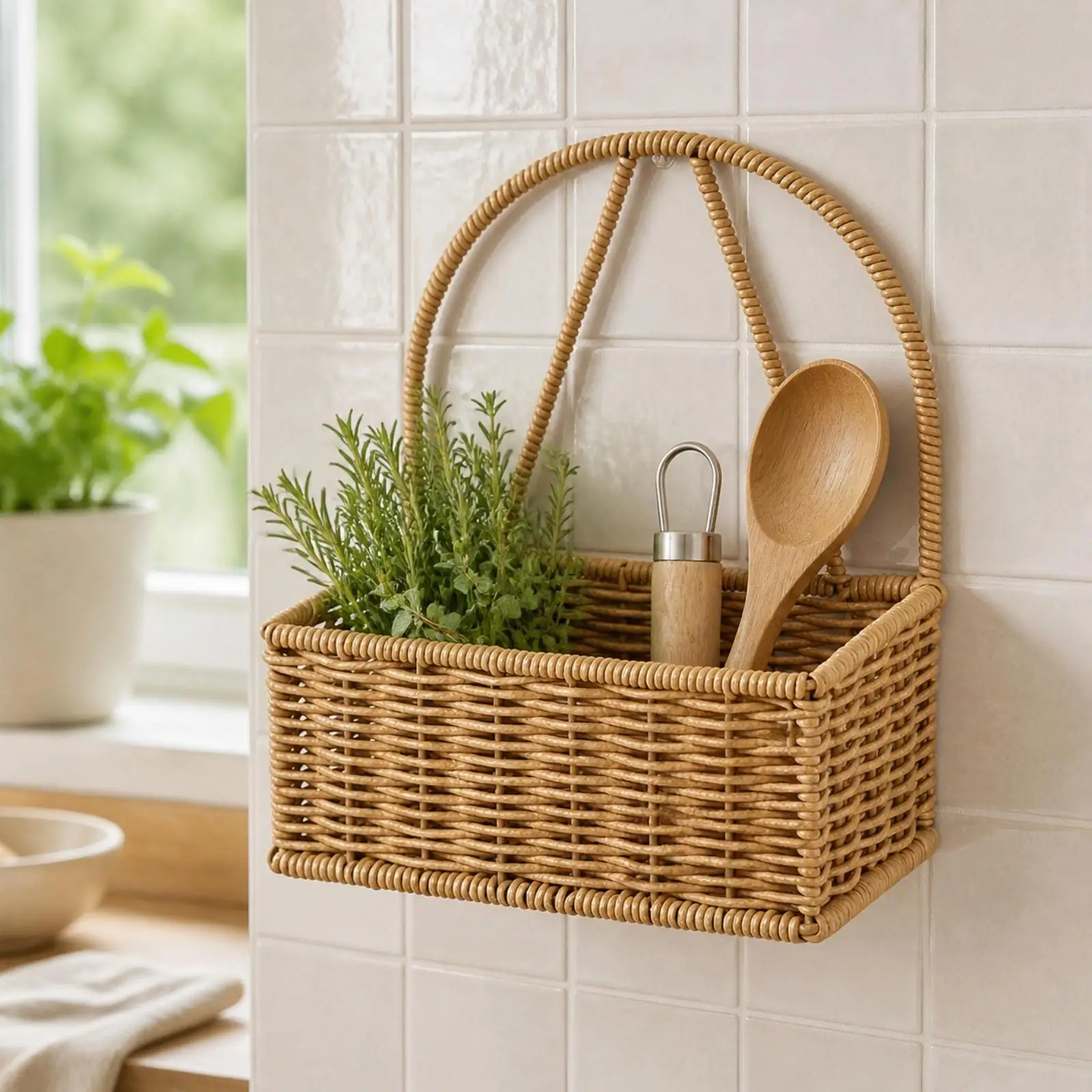 Open-Top Wall-Mounted Storage Basket | Sturdy Iron Frame, Wall-Mounted Basket, for Kitchen