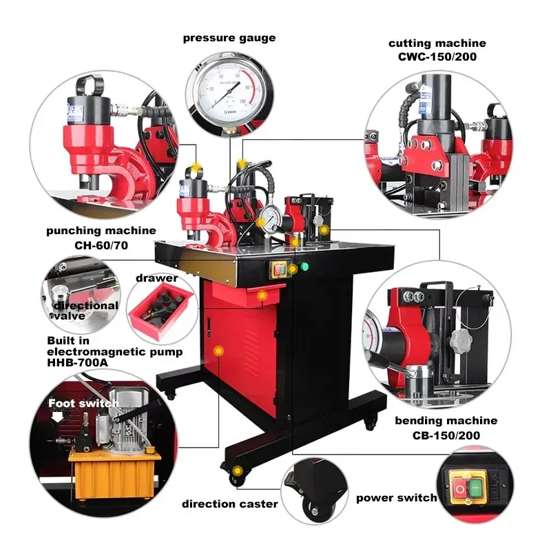 Emeads Three In One Busbar Processor For Bending/punching/cutting Tool DHY-200D DHY-150D