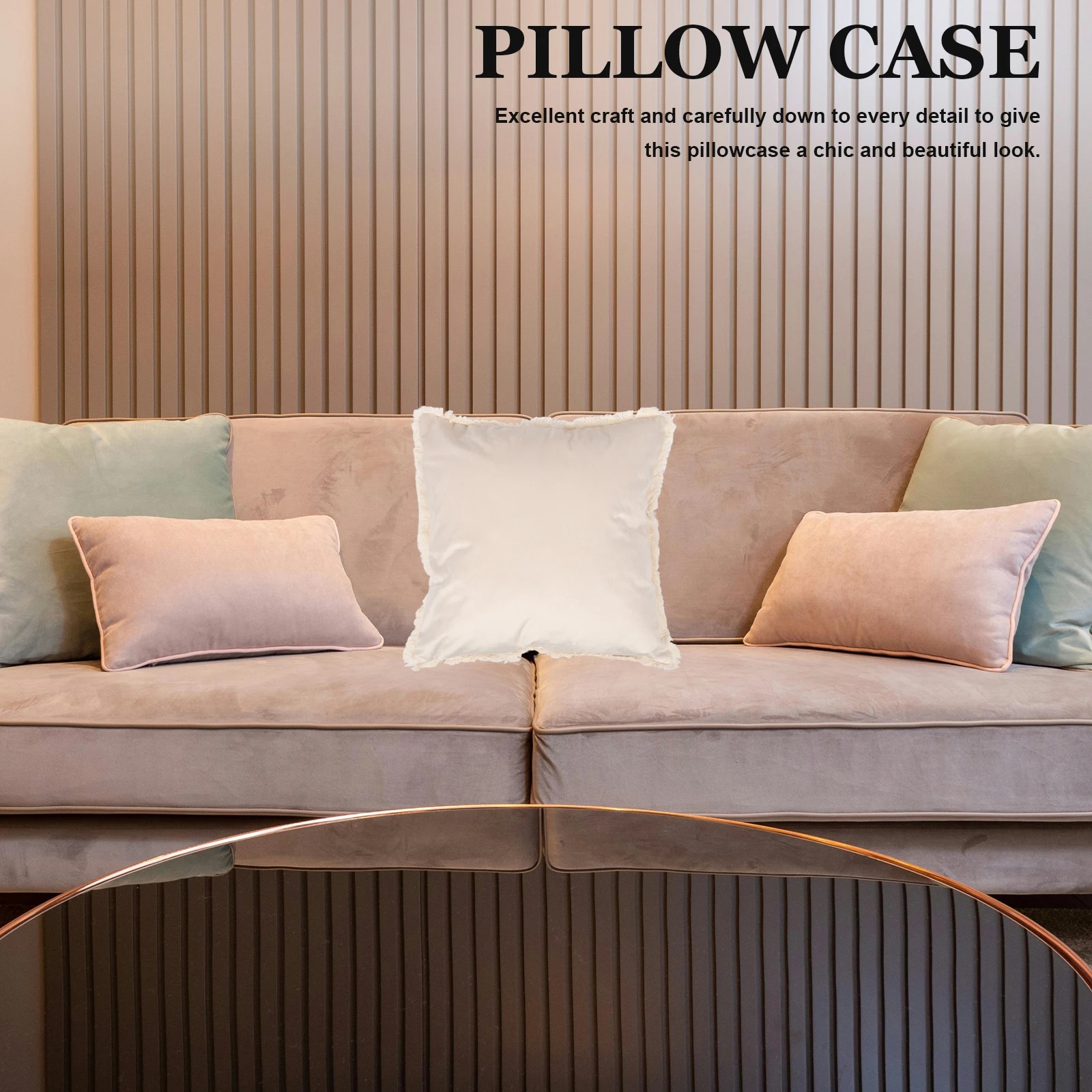 

2 Pcs Pillow Covers 45x45cm Beige Washable Decorative Throw Cases for Living Room Bedroom Sofa Cushion Simple Style