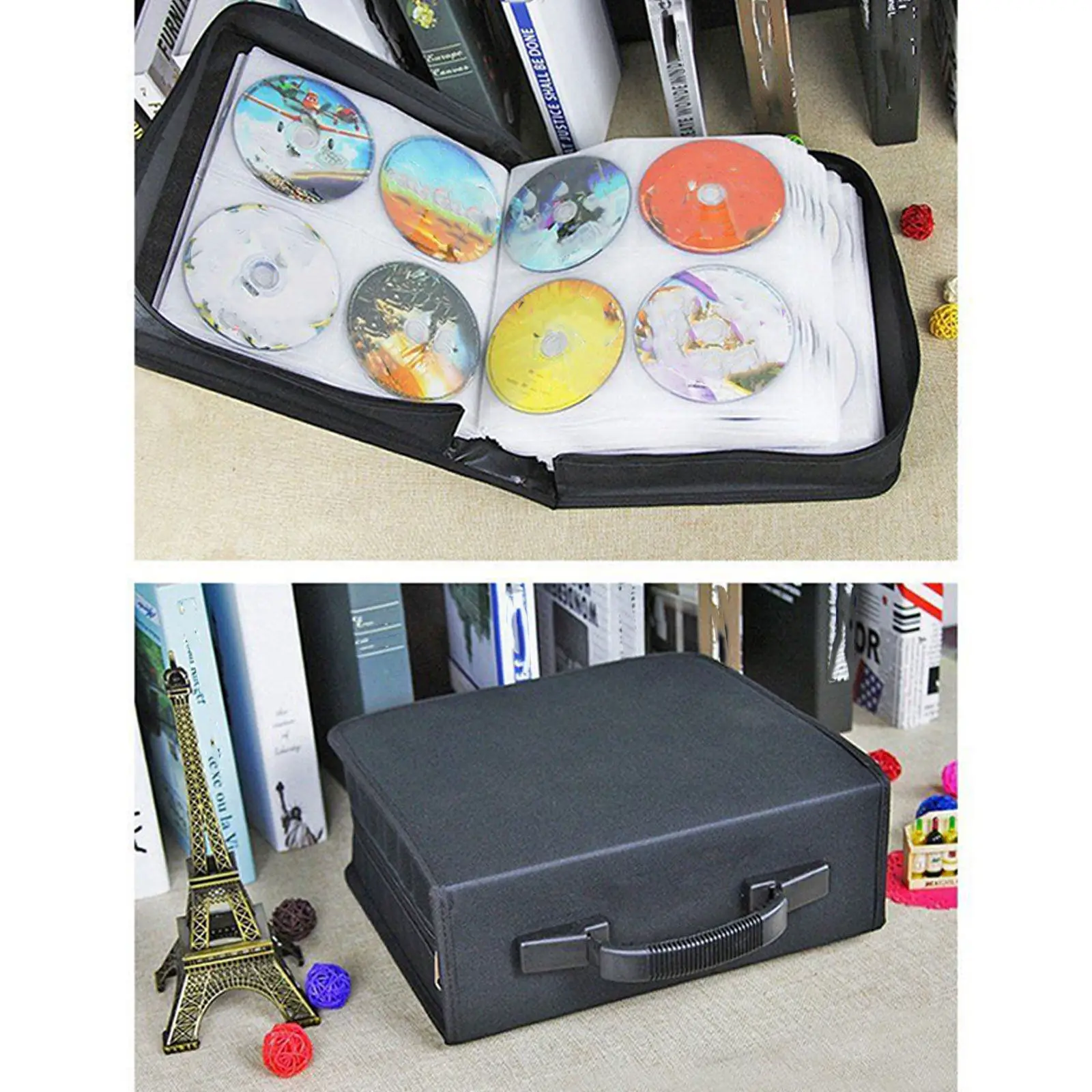 

320 Disc Album Holder Cd Dvd Case Bag Large Capacity Portable Media Organizer for on The Go Use Black Cd Box Album Holder Box