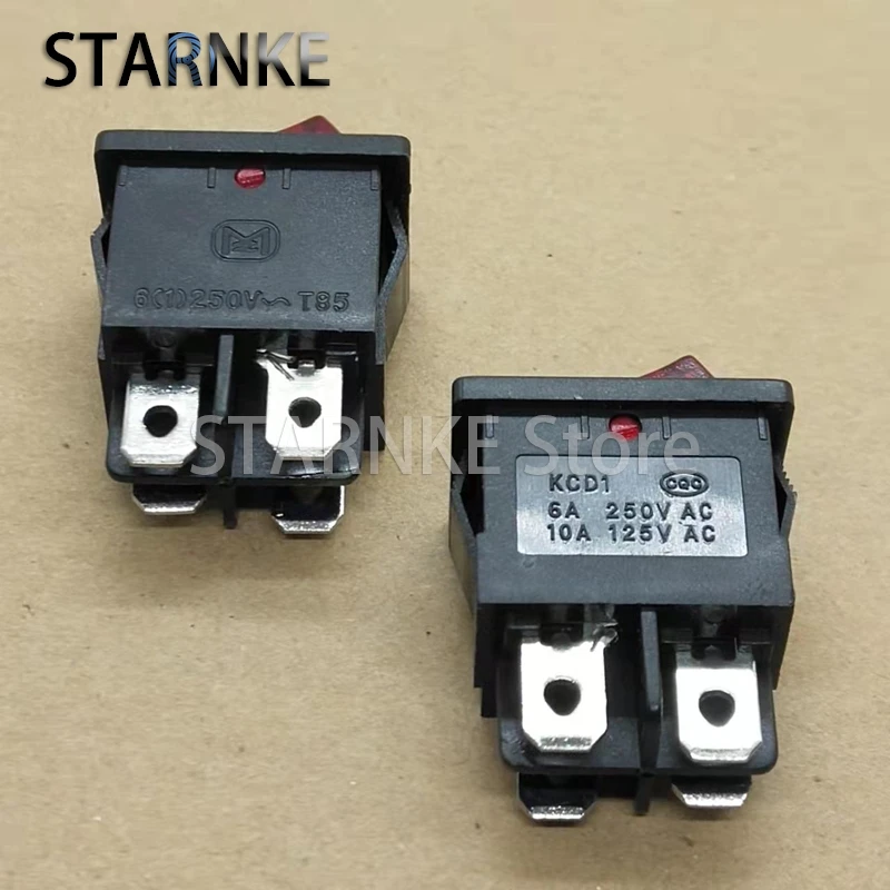 2PCS 15*21MM KCD1 Rocker Switch 4Pins 2 Position Boat Shape Rocker Power Switch 250V 6A With Light