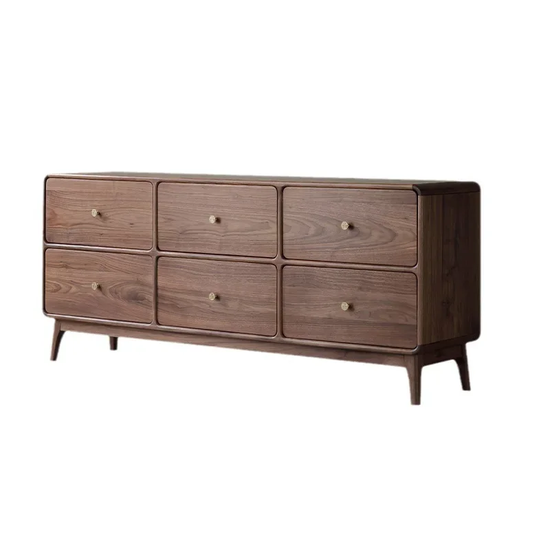 North American black walnut six-chest ca binet solid wood porch cabine t bedroom bedside ca binet storage cabi net living room