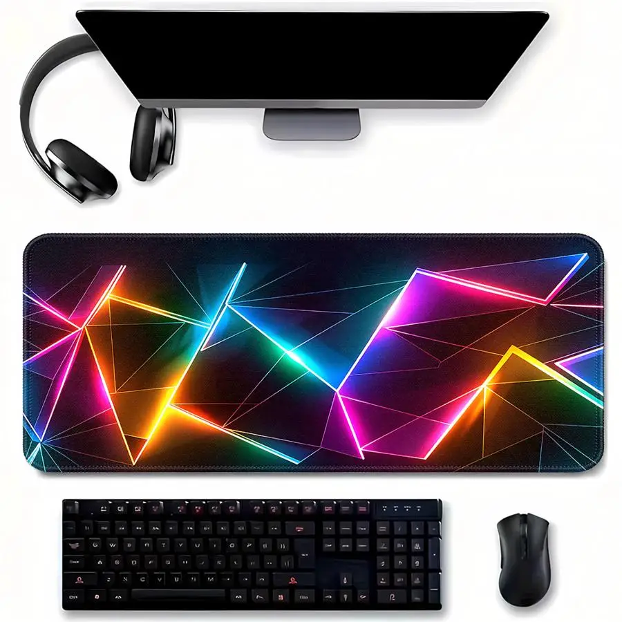 

Mouse Pad Desk accessories office Pad Computer Laptop Pad Game Console Pad Keyboard Mouse Pad overlock Neon Geometric Art