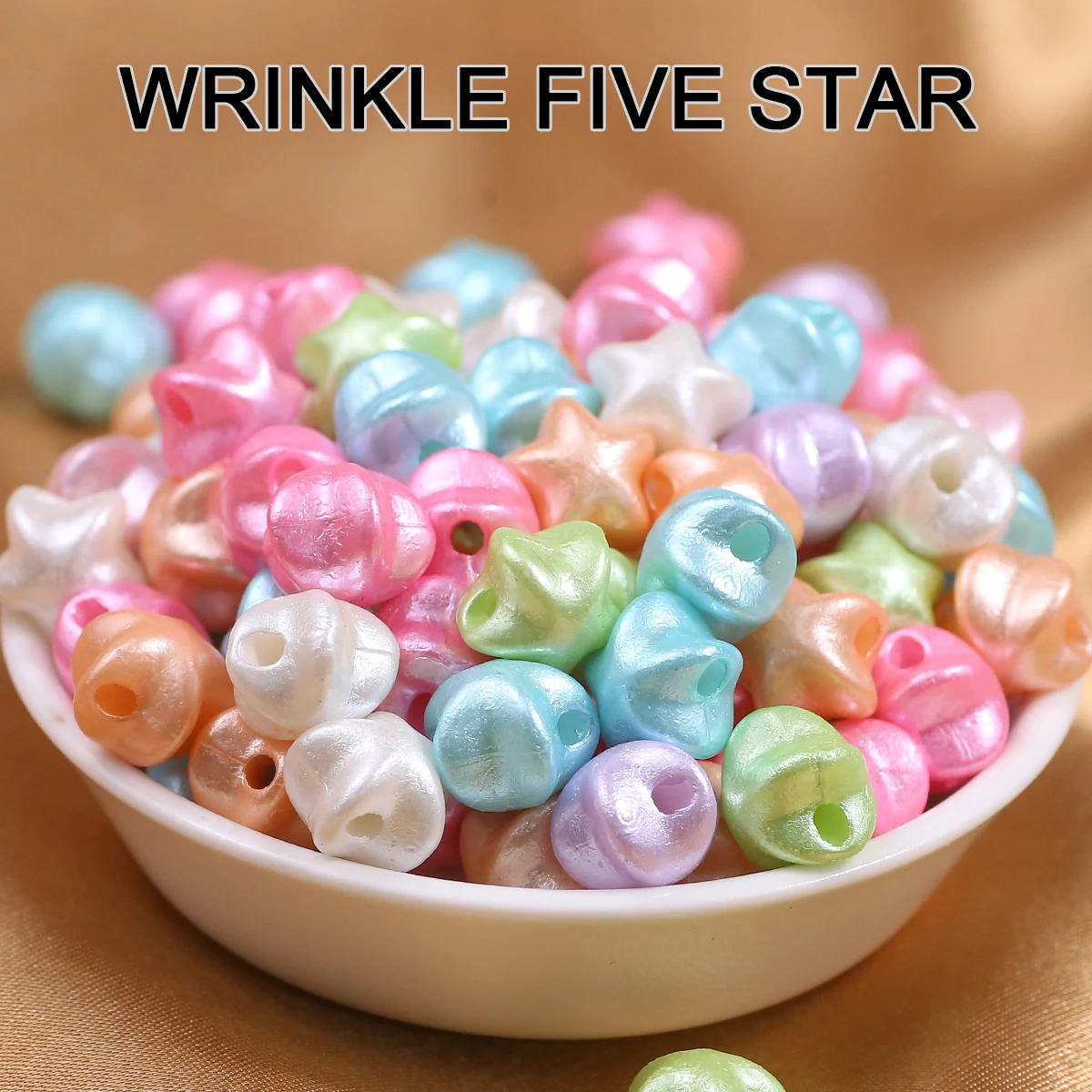 11mm Acrylic Wrinkled Chubby Five-Pointed Star Mixed-Color Handmade DIY Jewelry Beads Loose Bead Bracelets Necklaces Accessories