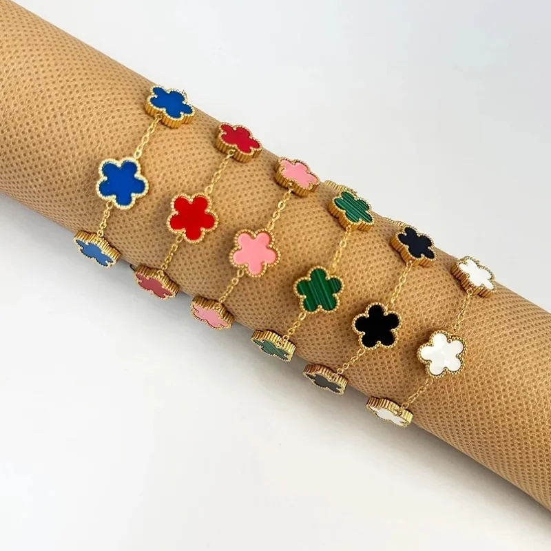 Stylish Retro Exquisite Double-Sided Five-Leaf Petals Gold-Plated Women's Bracelet, The Best Family Gift for Mothers, Wives And