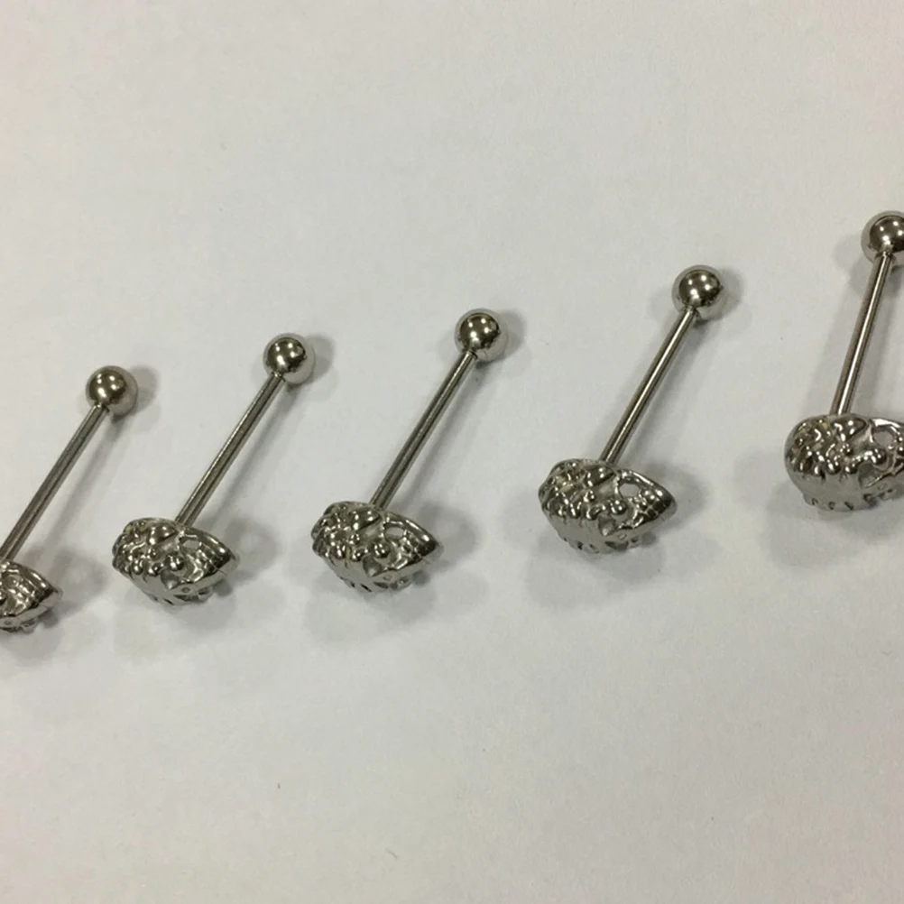 

3Pcs Stainless Steel Tongue Rings Skull Design Body Piercing Jewelry Silver Christmas Day Gift Stainless Steel Tongue Rings