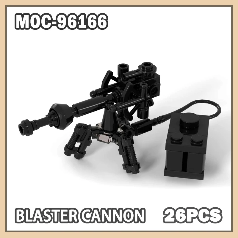 

MOC-96166 Blaster Cannon Building Block War Weapon Model DIY Brick High Compatible Figure Toy with Soldier Accessories 26PCS