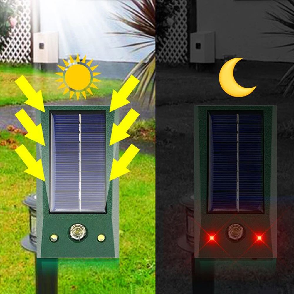 Solar Ultrasonic Garden Repellers Multifunctional Ultrasonic Bird Scarers IP66 Waterproof for Deterrent Rat Dog Fox Pest