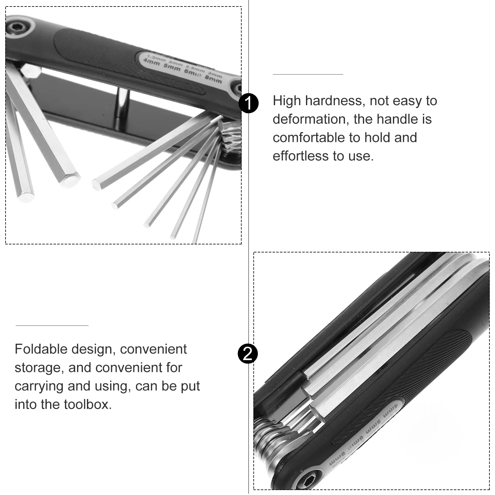 

1 set Hexagon Key Set Chrome Vanadium Steel Foldable Wrench Screwdriver Tool Bike Repair Home DIY Projects