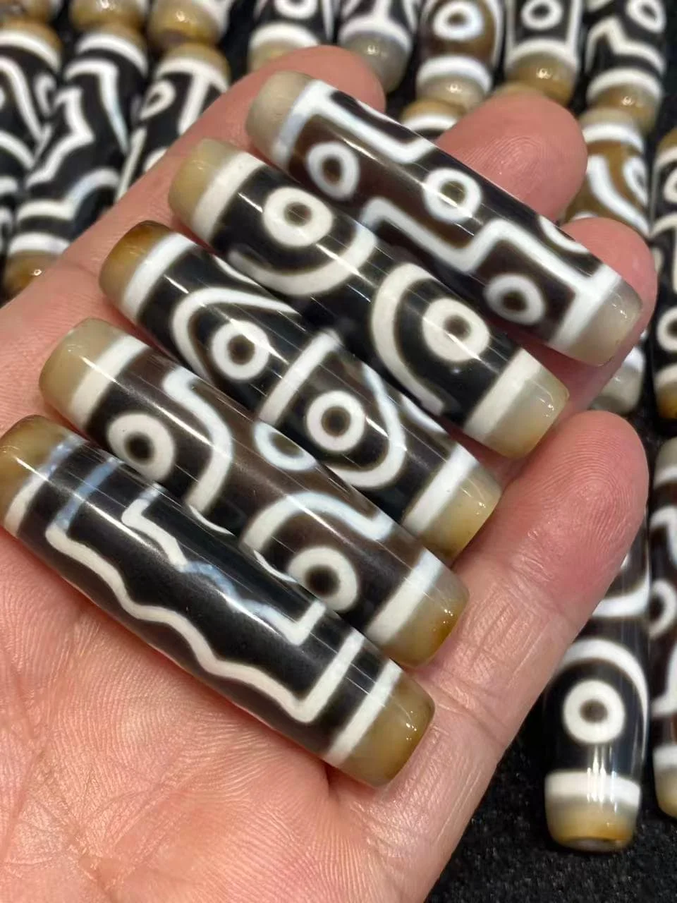 100pcs/lot Taiwanese Craft Coffee Agate Dzi Bead Daluo Bead Weathered Patina Tibetan Loose Beads for Bracelets Necklace