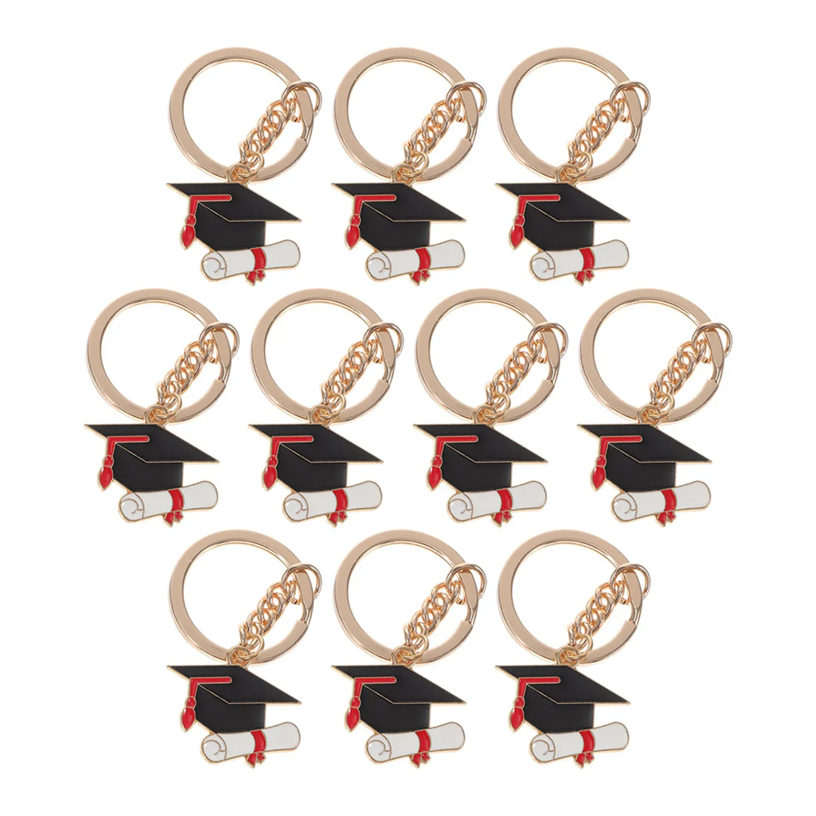10pcs Metal Graduation Keychains with Cap Design – Class of 2025 Party Favors, Backpack Charms, Keepsake Gifts