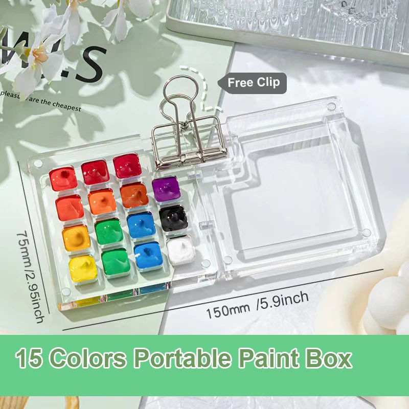 

Transparent painting color panel, mini color boxes are convenient to carry with you, outdoor sketch watercolor and oil painting