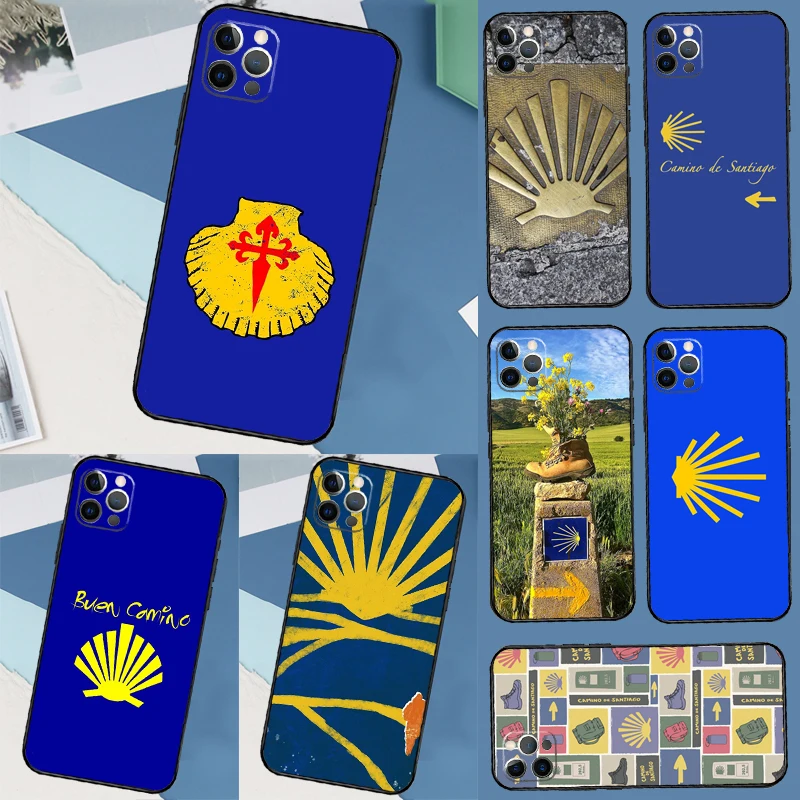 Funda del Camino de Santiago para iPhone, carcasa trasera para modelos 15, 14 Pro Max, 7, 8, 14 Plus, 11, 12, 13 Pro Max, Mini, X, XR, XS, SE, 2022