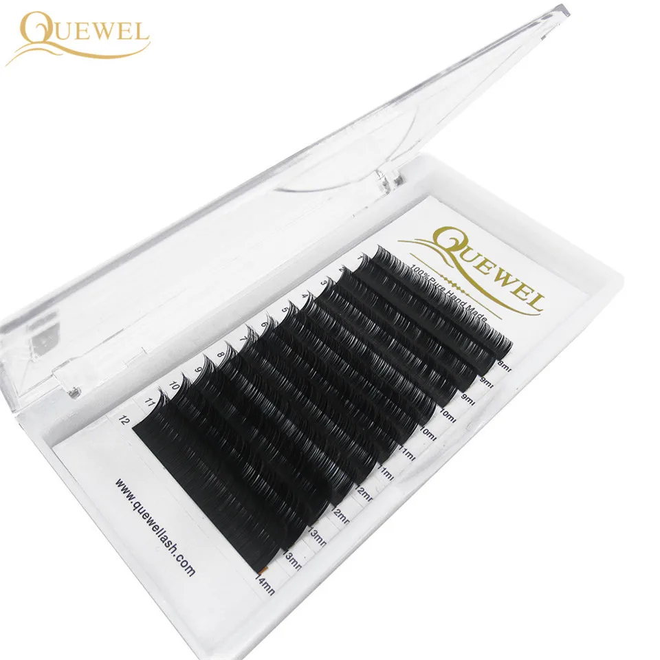 Quewel 0.07mm Eyelash Extension 12Lines/Tray 8-15 Mixed C/CC/D Curl Silk Volume Eye Lashes Makeup Faux Mink Lashes Extension