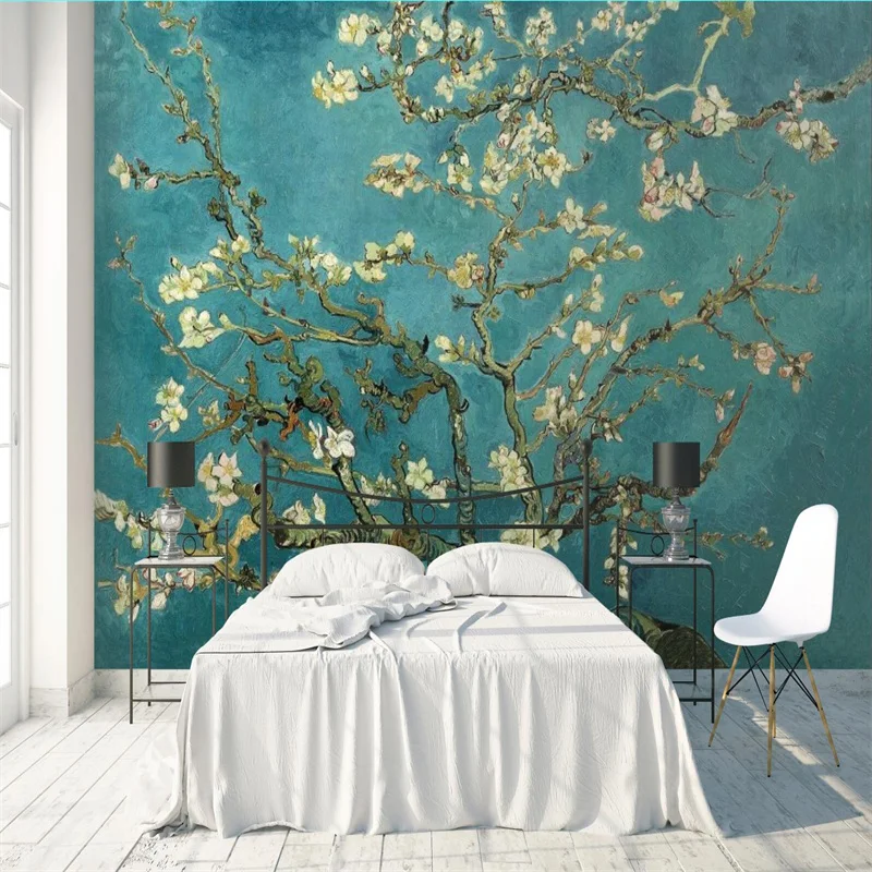 

Custom Van Gogh Oil Painting Plum Blossom Photo Wallpapers for Living Room Bedroom Decor Mural Home Improvement Wall Paper 3D