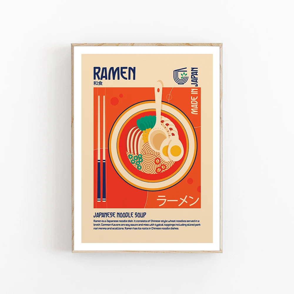 

Ramen Japanese Soup Posters Foods Wall Art Prints Modern Aesthetics Canvas Painting for Kitchen Room Home Decoration Pictures