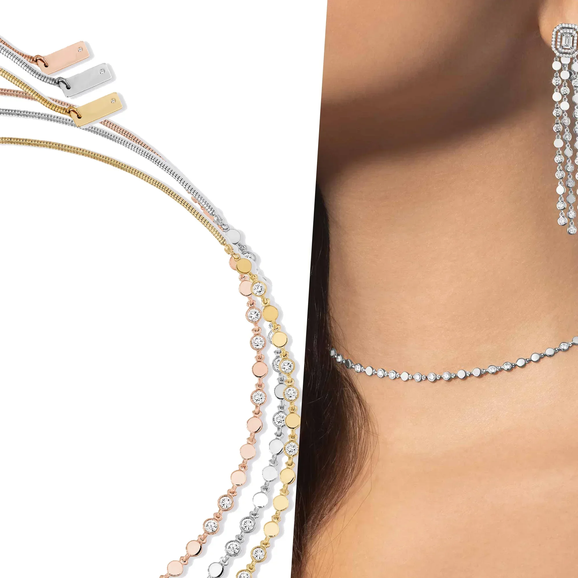 

2025 New D-VIBES Necklace Small Round Diamond Luxury Party Shining Women's Necklace
