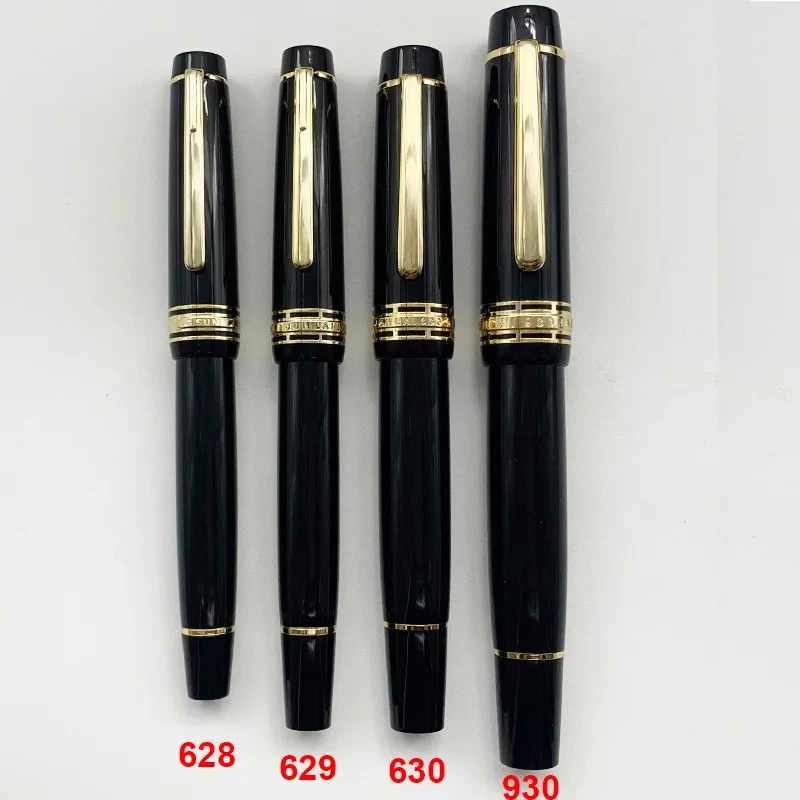 

Большая перьевая ручка с поршнем из смолы WingSung/JUNLAI 930, 50 # No 9 Iraurita F/M/B Перо черный/белый ствол Подарочная ручка для делового письма
