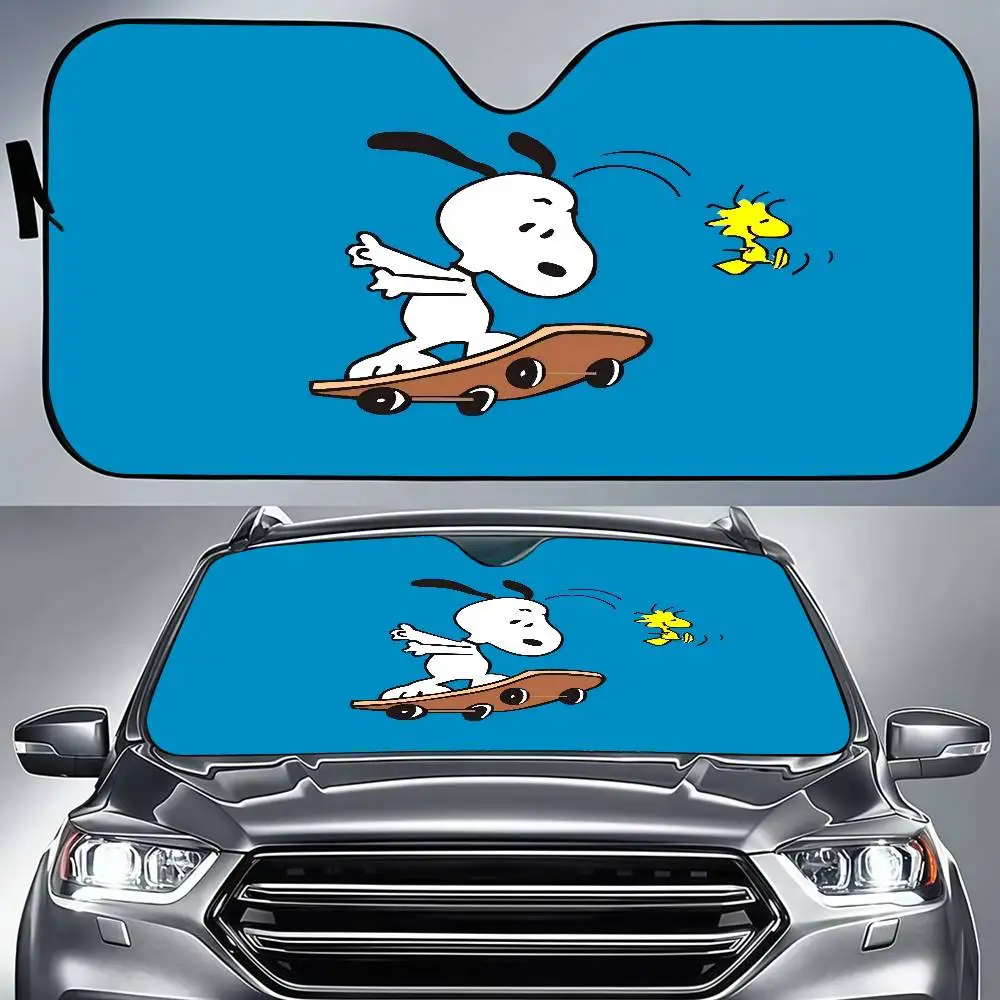 Cute Cartoon S-Snoopy Auto Windshield Sun Shade Personalized Picture Block UV Rays Sun Visor Protector Car Sunshade
