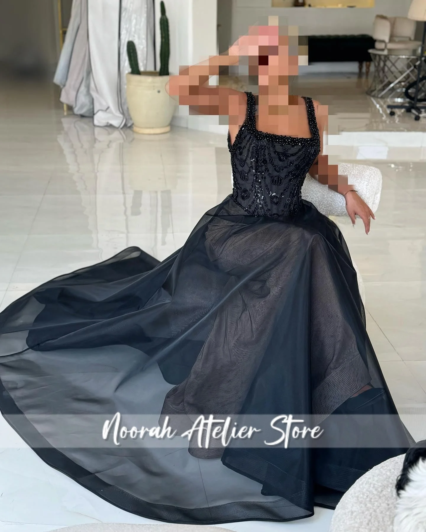 فساتين سهرة نسائية فاخرة جديدة أنيقة باللون الأسود مطرز بالخرز 2025 دبي ألين تول فستان الحفلات فستان حفلات مخصص